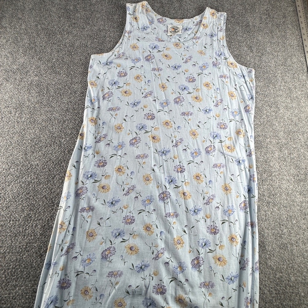 California Bay Company Vintage Floral Maxi Tank Dress Light Blue XL Daisy Print